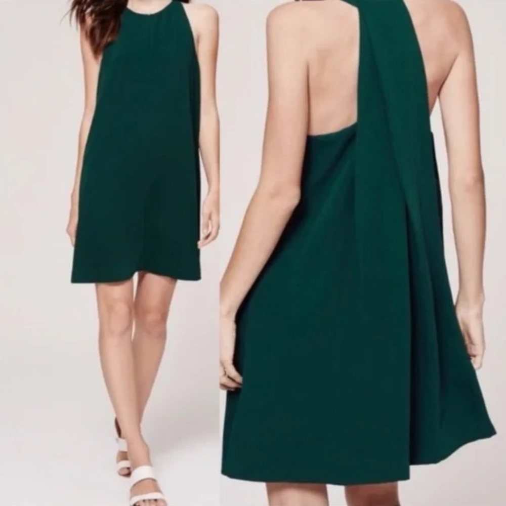 LOFT Emerald Green Sleeveless Halter Dress